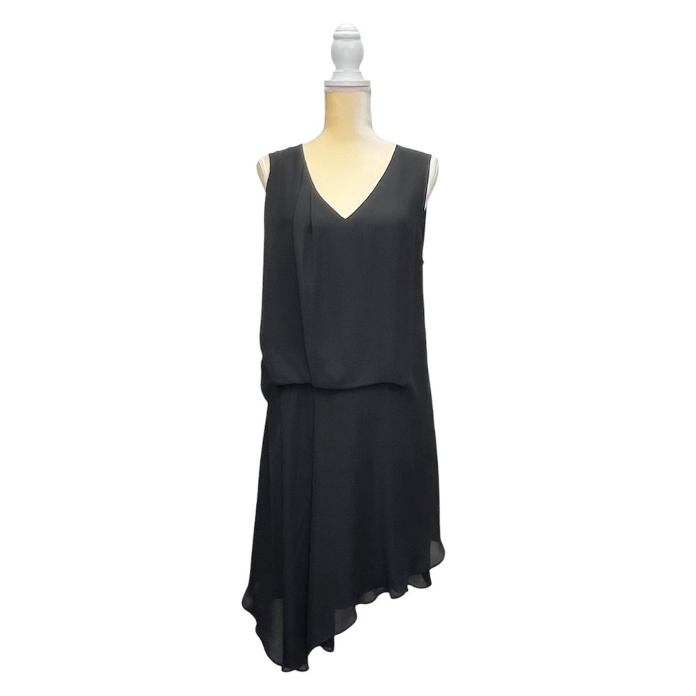 Ulla Johnson Silk Dress Size 8 Black Sleeveless V-Neck Asymmetric Hemline EUC